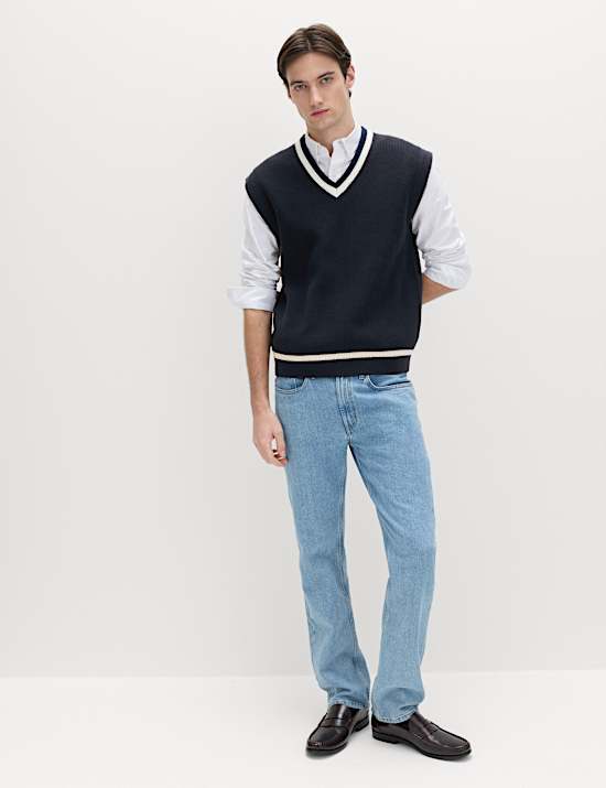 Chaleco de punto de mezcla de algod&oacute;n de escote en pico