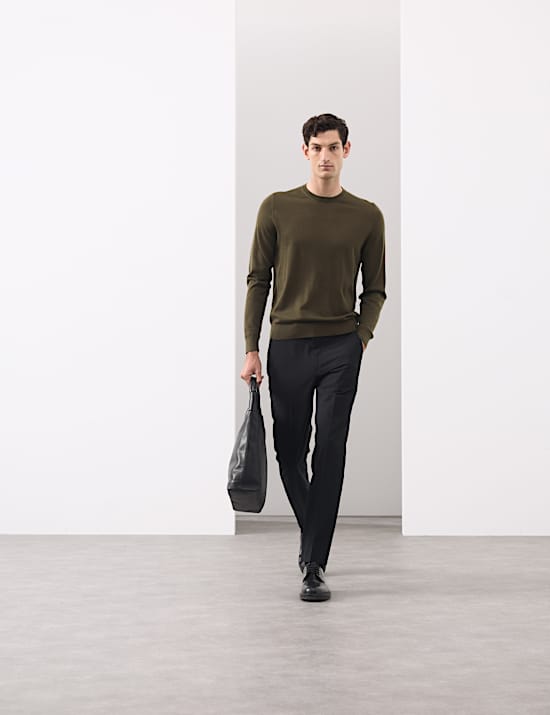 Pullover mit Rundhalsausschnitt aus extrafeiner Merinowolle