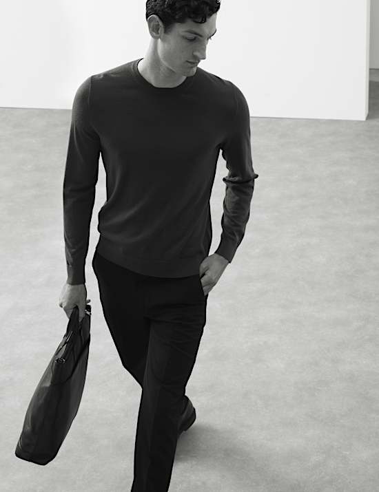 Pullover mit Rundhalsausschnitt aus extrafeiner Merinowolle