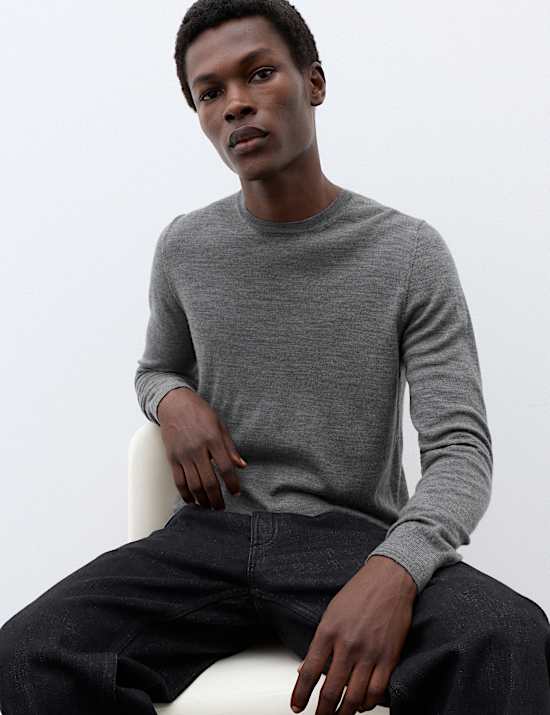Pure Extra Fine Merino Wool Crew Neck Jumper