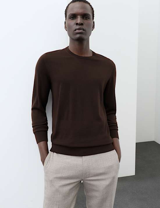 Pure Extra Fine Merino Wool Crew Neck Jumper