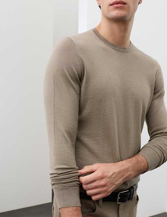 Pure Extra Fine Merino Wool Crew Neck Jumper