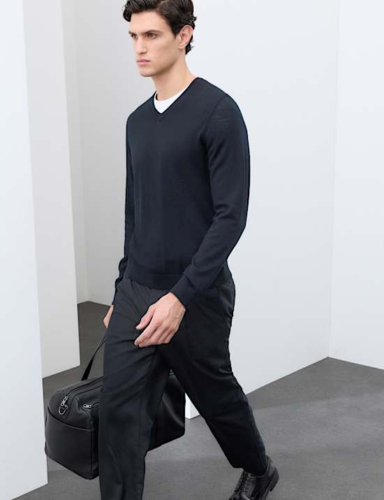 Pure Extra Fine Merino Wool V-Neck Jumper