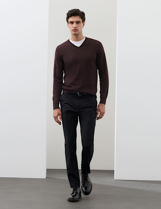 Pure Extra Fine Merino Wool V-Neck Jumper