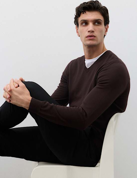 Pure Extra Fine Merino Wool V-Neck Jumper