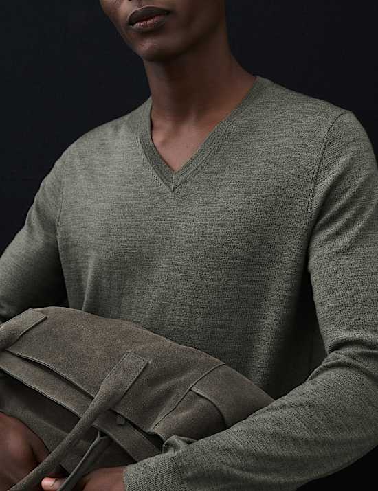 Pure Extra Fine Merino Wool V-Neck Jumper