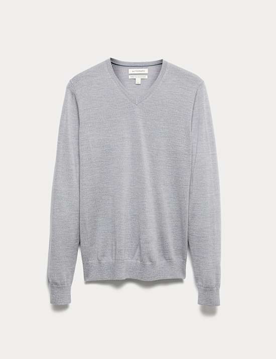 Pullover mit V-Ausschnitt aus extrafeiner Merinowolle