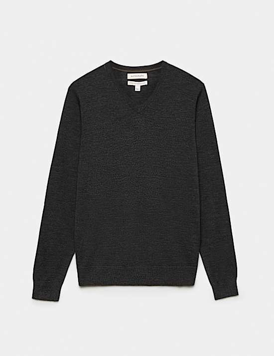 Pullover mit V-Ausschnitt aus extrafeiner Merinowolle