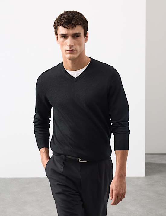 Pure Extra Fine Merino Wool V-Neck Jumper