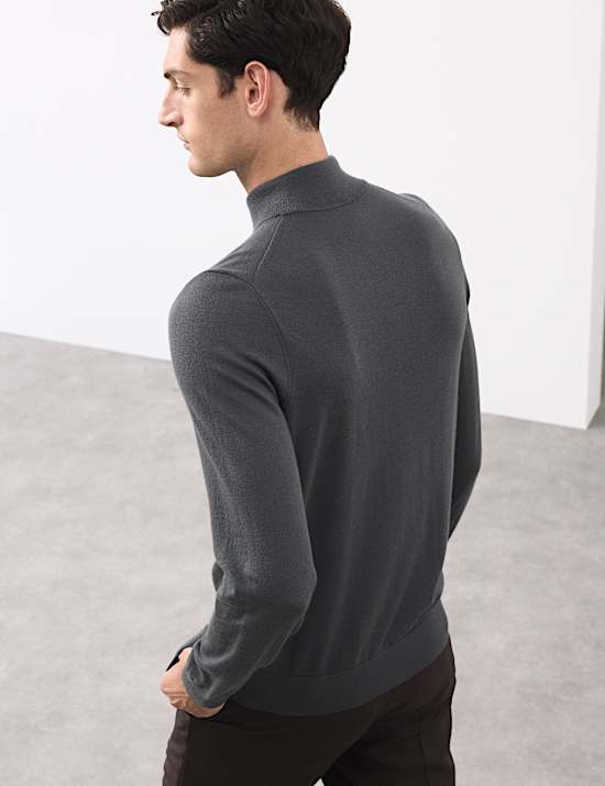 Pure Extra Fine Merino Wool Half Zip Jumper