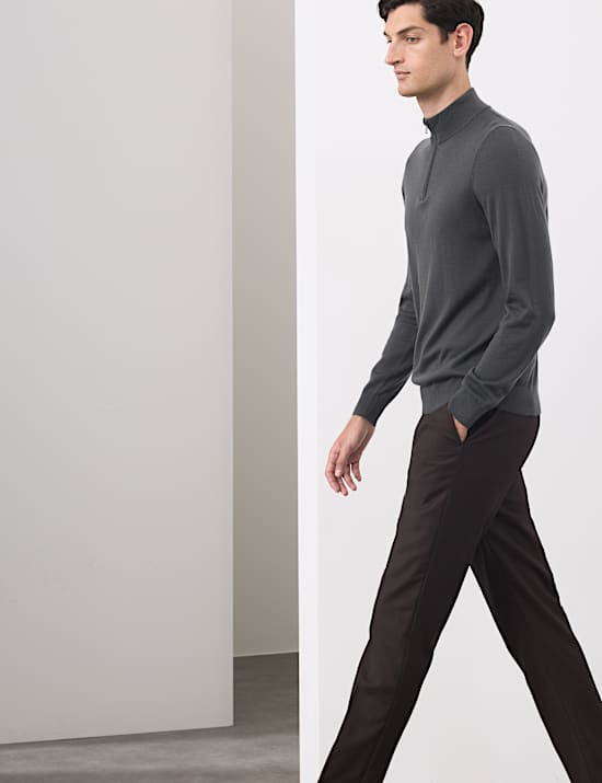 Pure Extra Fine Merino Wool Half Zip Jumper