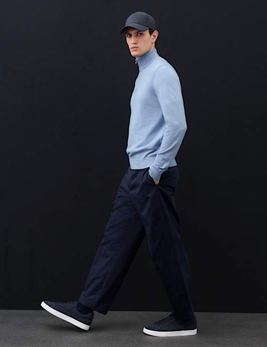 Pure Extra Fine Merino Wool Half Zip Jumper