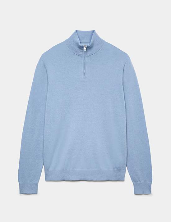 Pure Extra Fine Merino Wool Half Zip Jumper