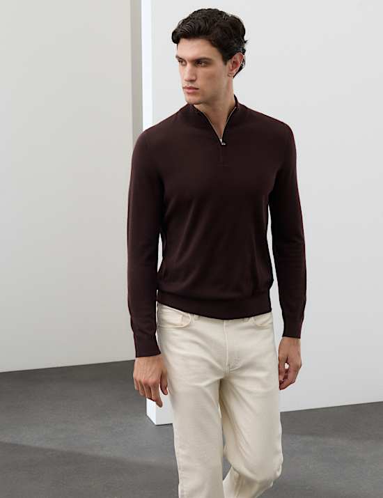 Pull 100 % laine de m&eacute;rinos extra-fine &agrave; col zipp&eacute;