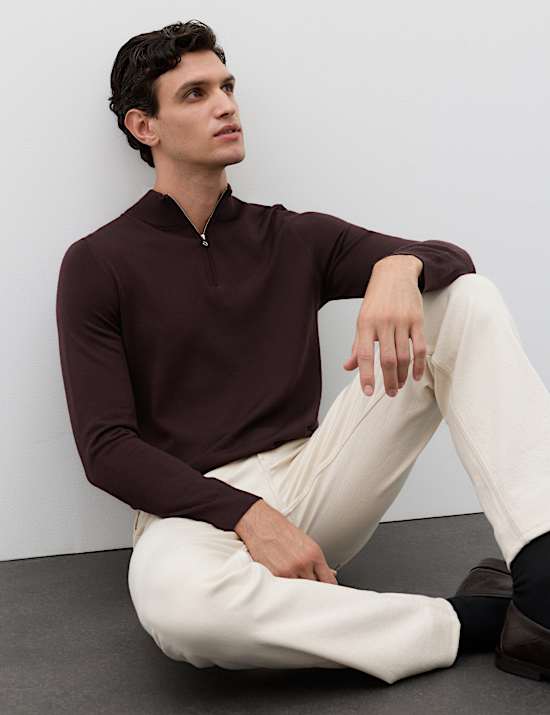 Pull 100 % laine de m&eacute;rinos extra-fine &agrave; col zipp&eacute;