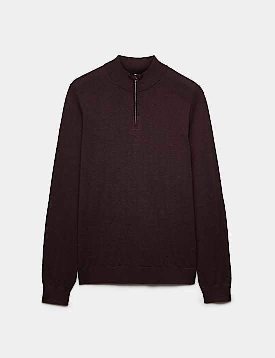 Pull 100 % laine de m&eacute;rinos extra-fine &agrave; col zipp&eacute;