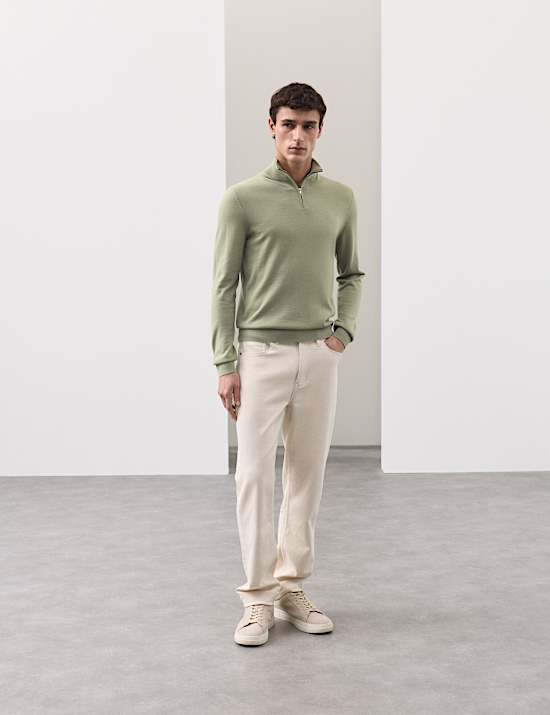 Pure Extra Fine Merino Wool Half Zip Jumper