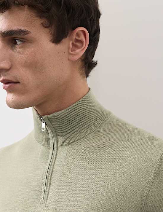 Pure Extra Fine Merino Wool Half Zip Jumper