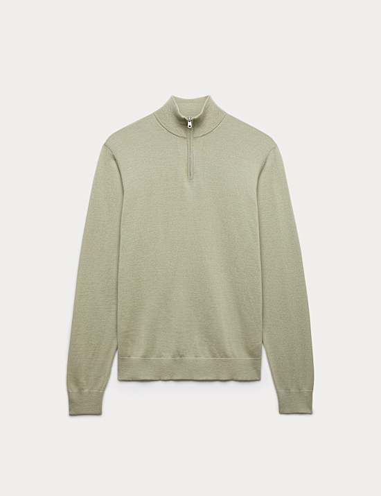 Pure Extra Fine Merino Wool Half Zip Jumper