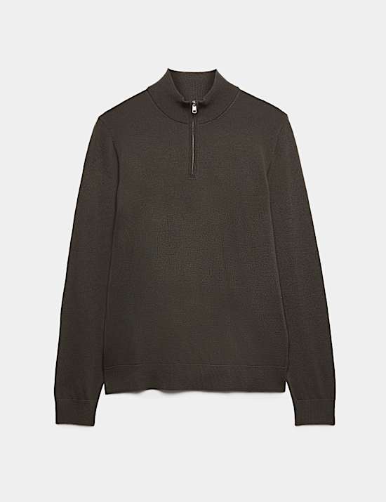 Pure Extra Fine Merino Wool Half Zip Jumper