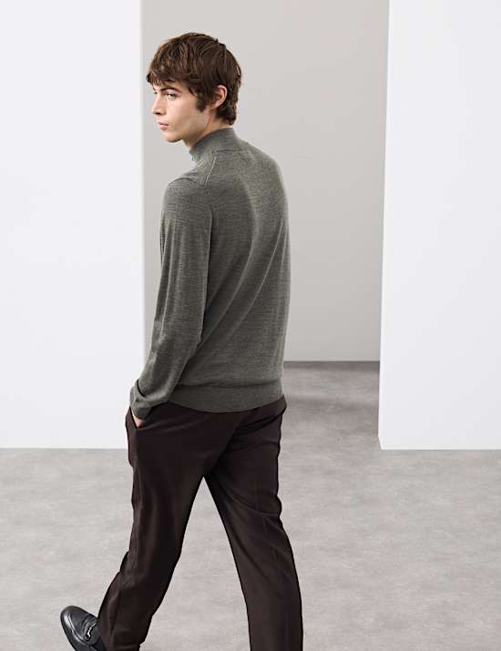 Pure Extra Fine Merino Wool Half Zip Jumper