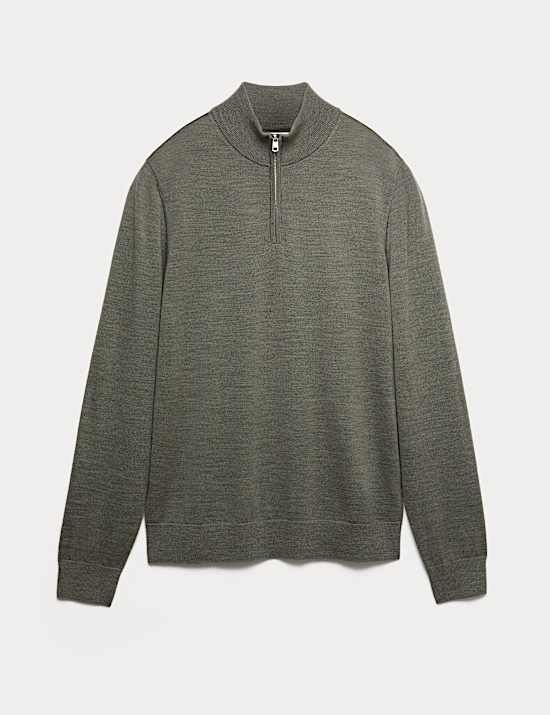 Pure Extra Fine Merino Wool Half Zip Jumper