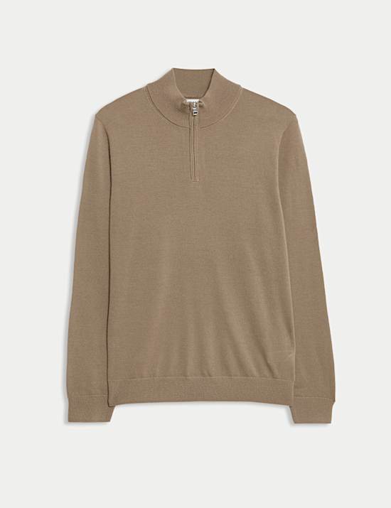 Pure Extra Fine Merino Wool Half Zip Jumper