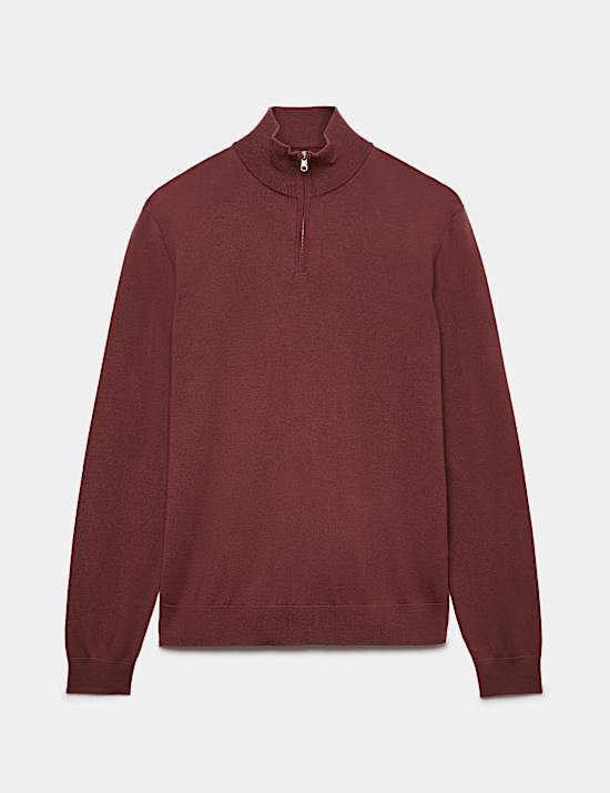 Pure Extra Fine Merino Wool Half Zip Jumper
