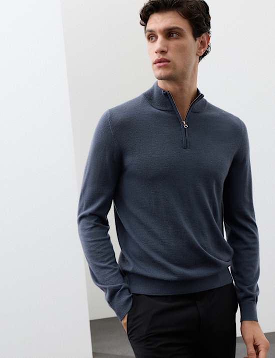 Pull 100 % laine de m&eacute;rinos extra-fine &agrave; col zipp&eacute;