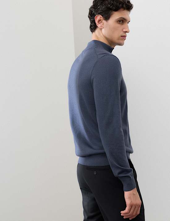 Pull 100 % laine de m&eacute;rinos extra-fine &agrave; col zipp&eacute;