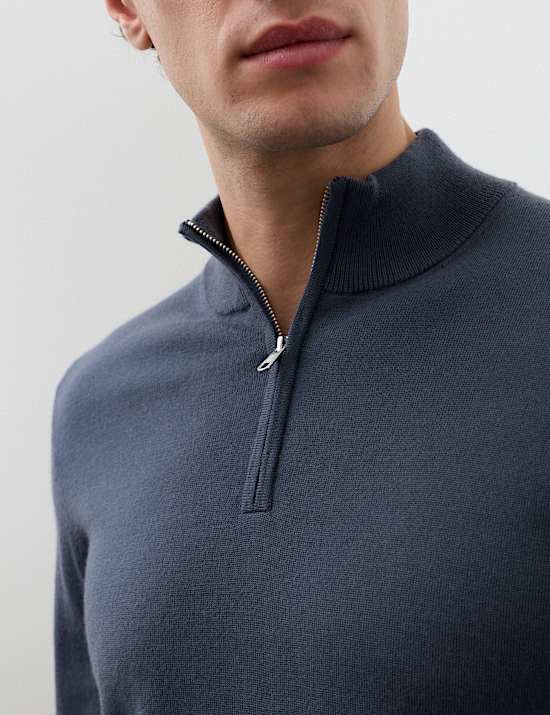 Pull 100 % laine de m&eacute;rinos extra-fine &agrave; col zipp&eacute;