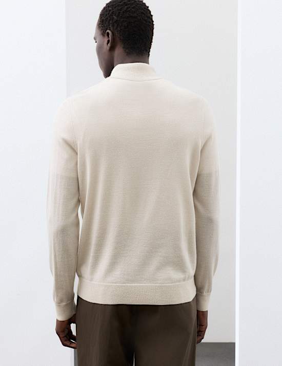 Pure Extra Fine Merino Wool Half Zip Jumper