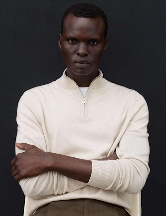 Pure Extra Fine Merino Wool Half Zip Jumper