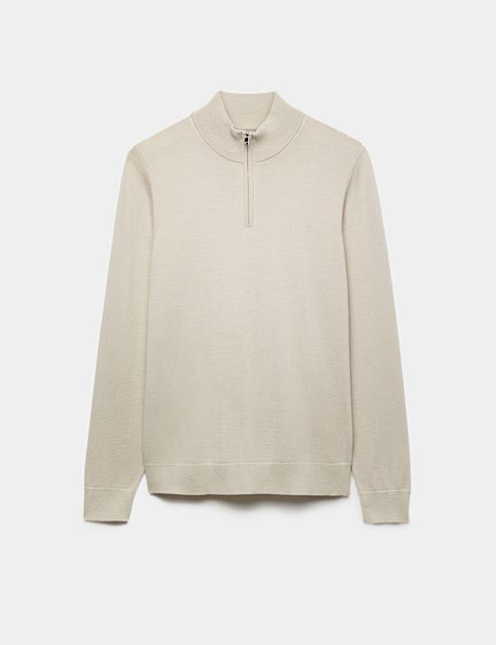 Pure Extra Fine Merino Wool Half Zip Jumper