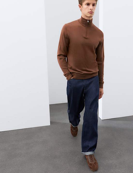 Pure Extra Fine Merino Wool Half Zip Jumper