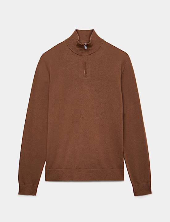 Pure Extra Fine Merino Wool Half Zip Jumper