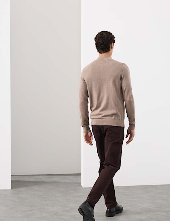 Trui van zuivere, extra fijne merinowol met halve rits