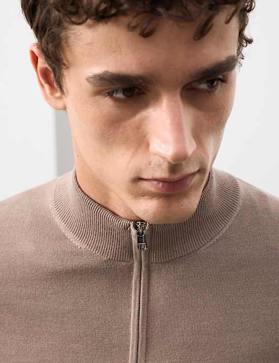 Trui van zuivere, extra fijne merinowol met halve rits