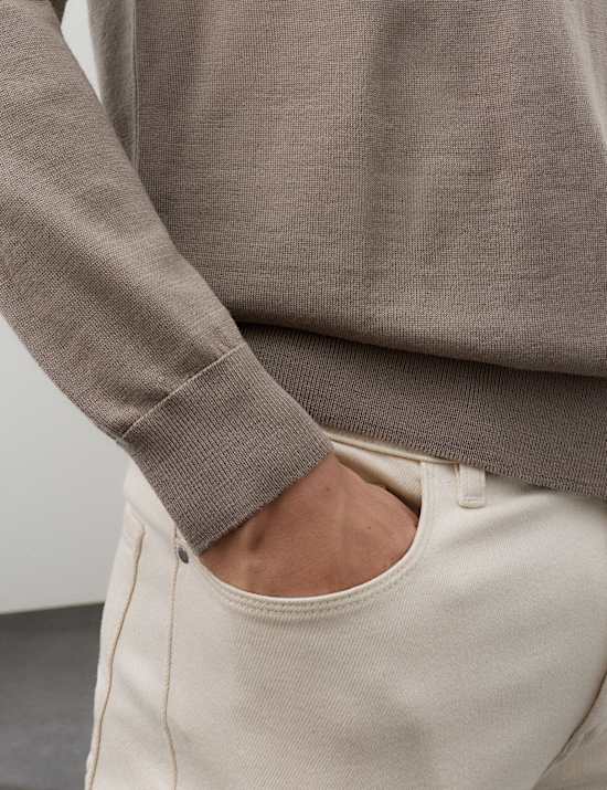 Pure Extra Fine Merino Wool Half Zip Jumper