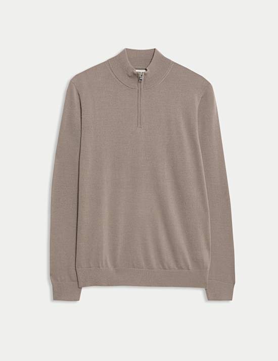 Trui van zuivere, extra fijne merinowol met halve rits