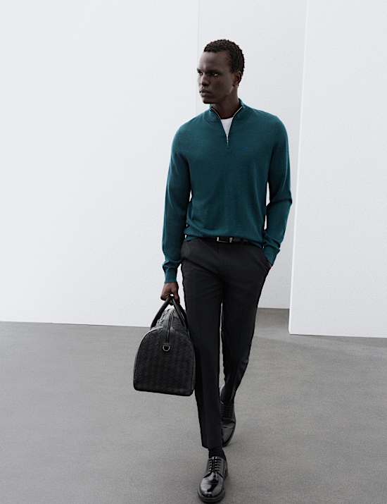 Pure Extra Fine Merino Wool Half Zip Jumper