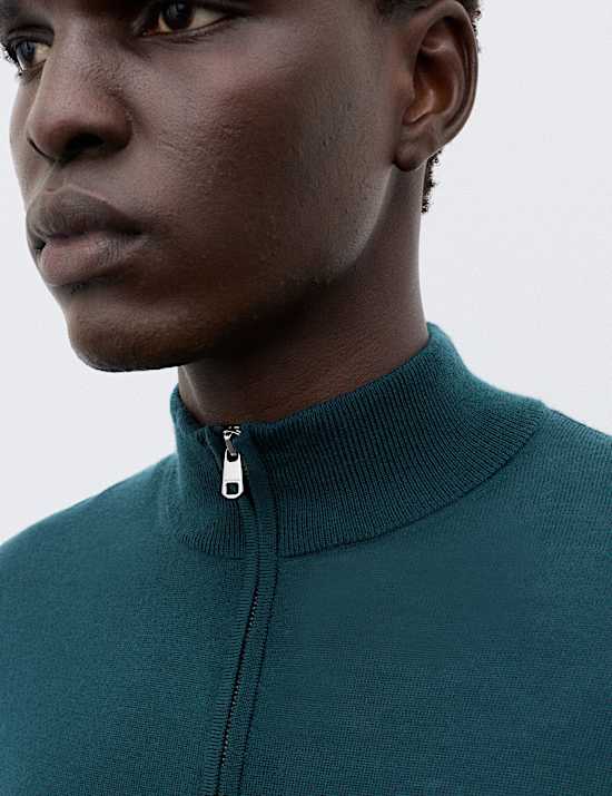 Pure Extra Fine Merino Wool Half Zip Jumper