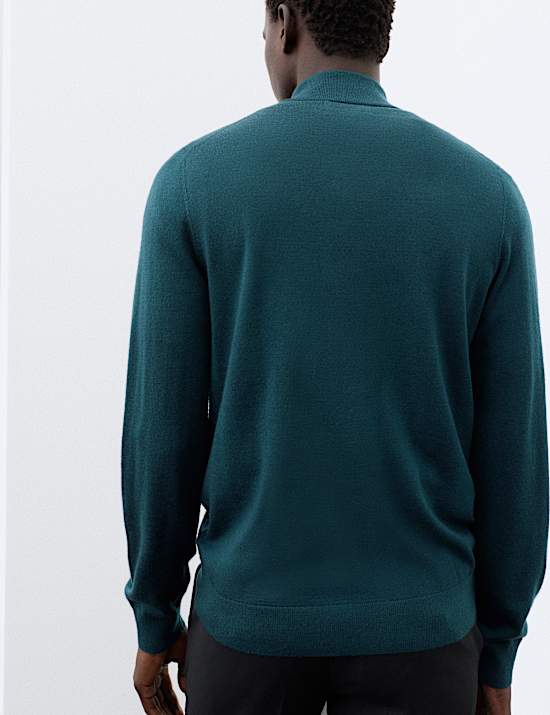 Pure Extra Fine Merino Wool Half Zip Jumper