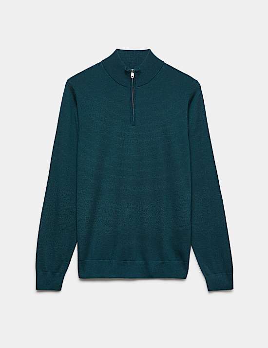 Pure Extra Fine Merino Wool Half Zip Jumper
