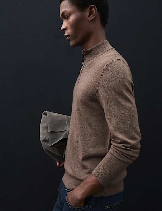 Pure Extra Fine Merino Wool Half Zip Jumper