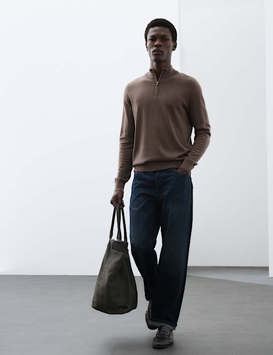 Pure Extra Fine Merino Wool Half Zip Jumper