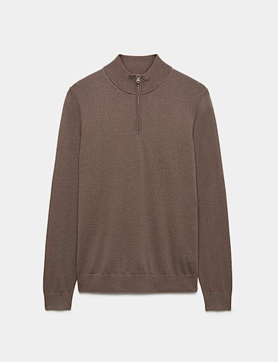 Pure Extra Fine Merino Wool Half Zip Jumper