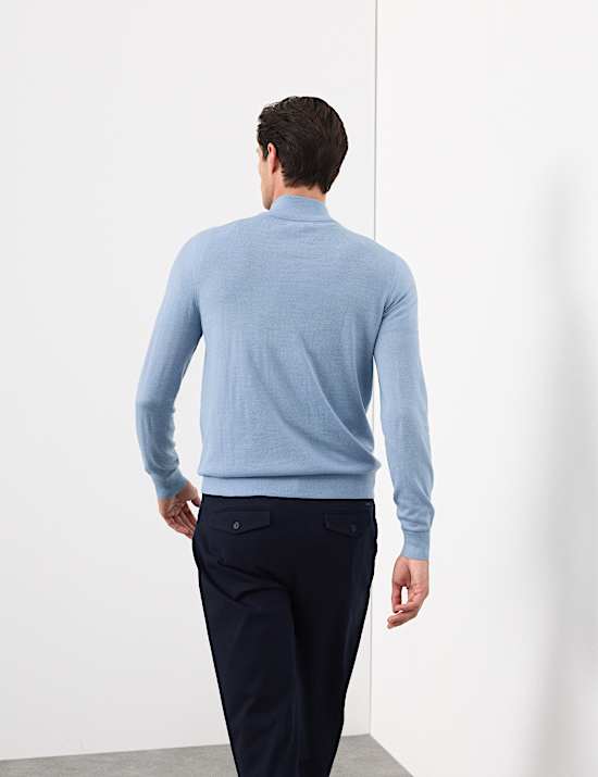 Pure Extra Fine Merino Wool Half Zip Jumper