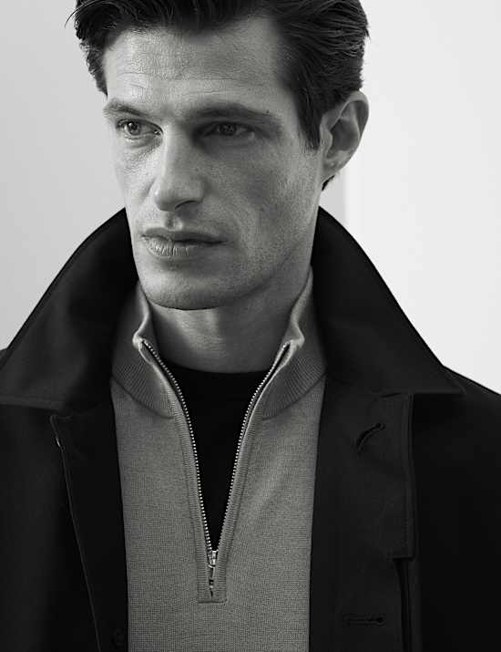 Pure Extra Fine Merino Wool Half Zip Jumper