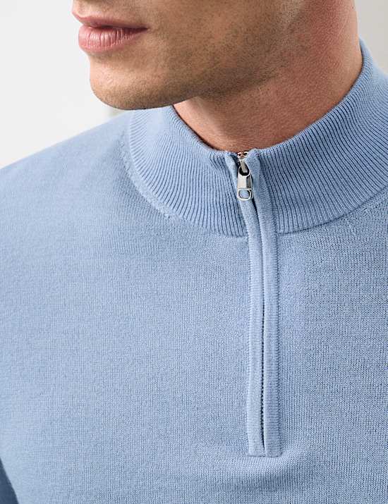 Pure Extra Fine Merino Wool Half Zip Jumper